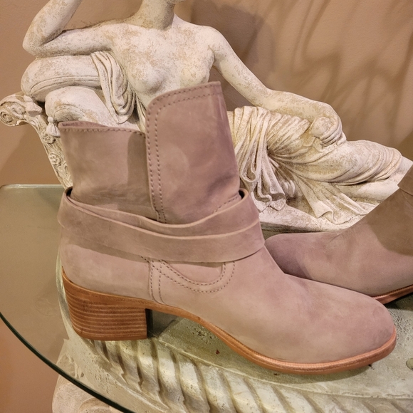 Ugg Elora Suede Leather Heeled Ankle Boots in Antelope. Wrap around Straps #479 - Picture 9 of 12